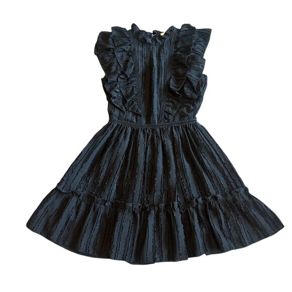 Bohme Black Ruffle Tiered Mini Dress Sleeveless Textured Size Small Women's - Picture 1 of 12